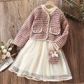 Girls 2pcs Preppy Outfits Coat & Dress Set for Birthday Party childrensterritory