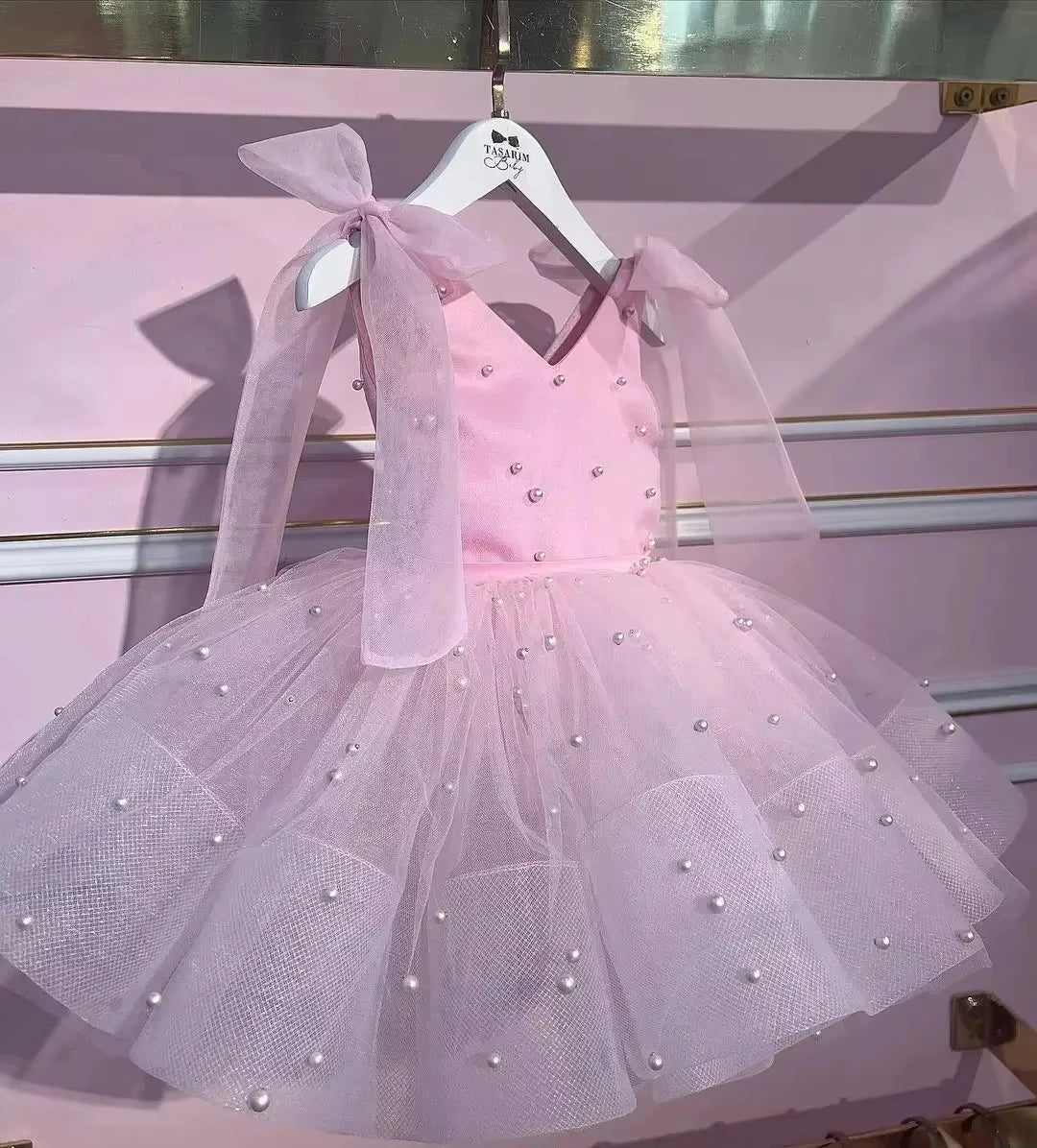 Kids Girls Pearls Decorating Puffy Wedding/Birthday Party Dresses