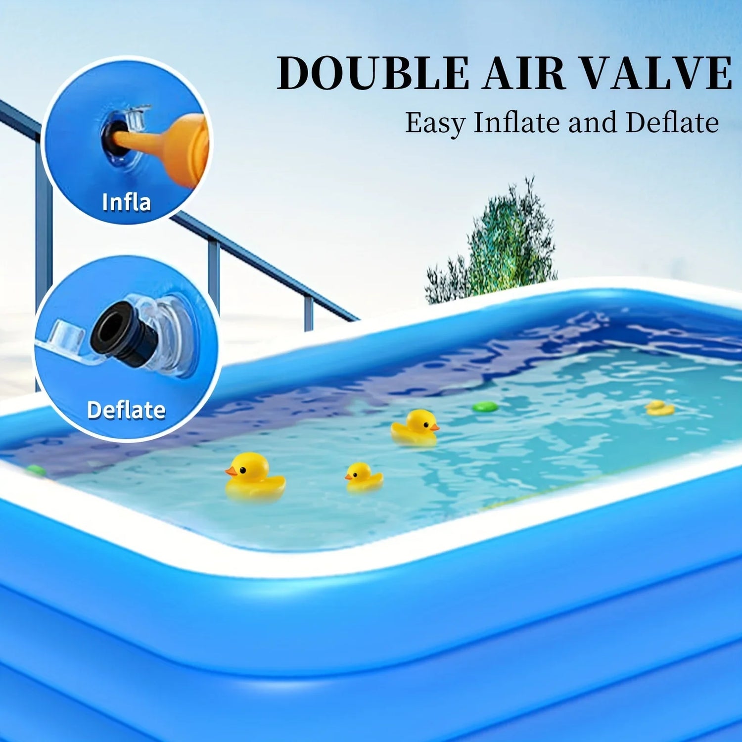 2/3M Big Rectangular Inflatable Swimming Pool for Family