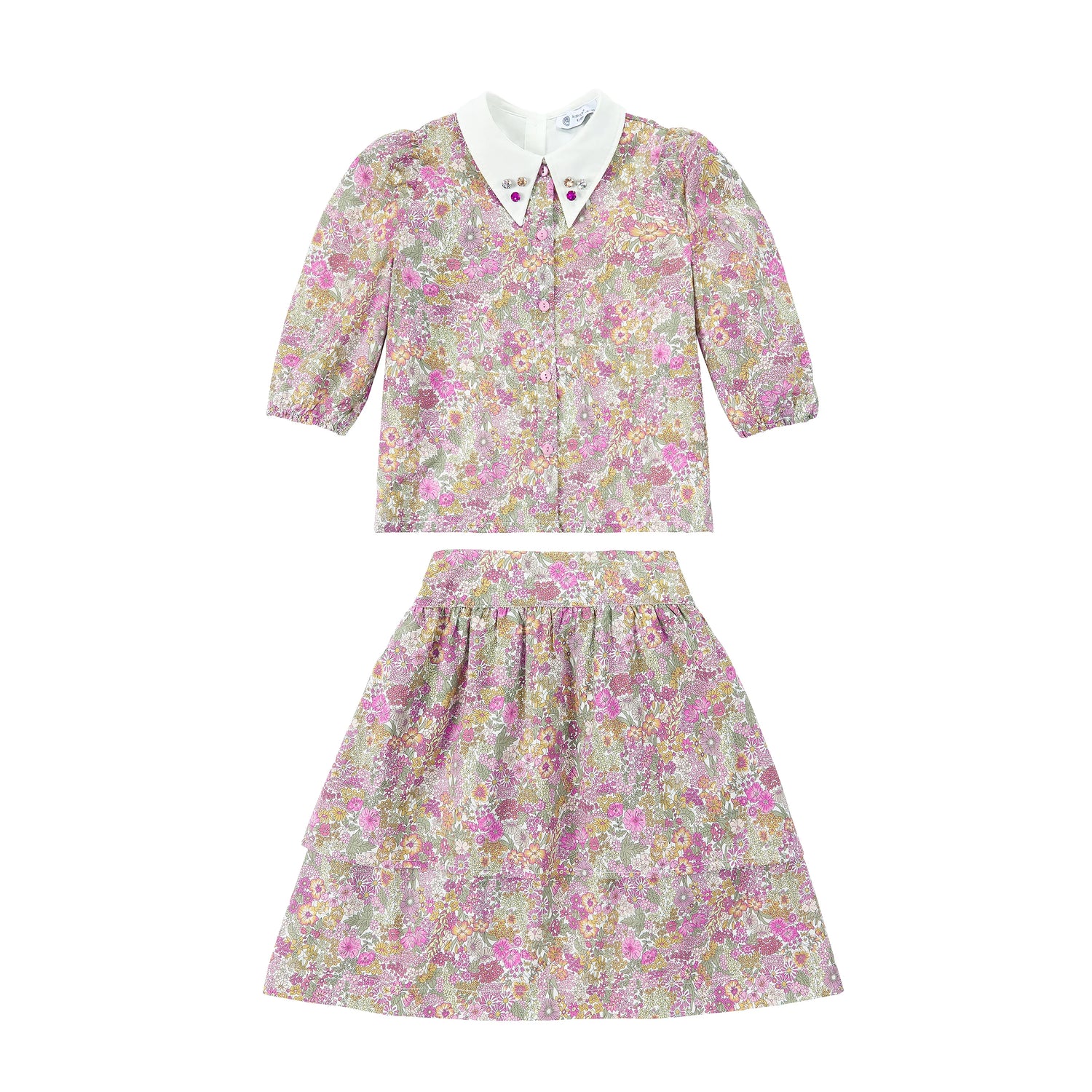 Collar Design Summer Matching Clothing Set childrensterritory