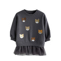 Kids Girls Bear Beading Long Sleeve Party Dresses childrensterritory