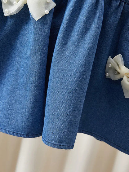 Baby Girl Bow Design Solid Color Cute Summer Dress