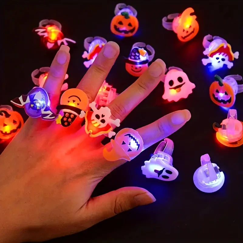 Glowing Rings with Pumpkin Ghost Skull Design for Halloween