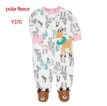 Newborn Baby Zipper Up Overalls Fleece Romper for Winter childrensterritory