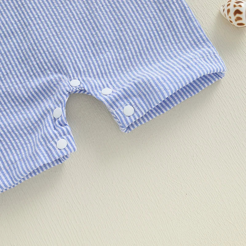 Baby Boy Crab Embroidery Sleeveless Romper