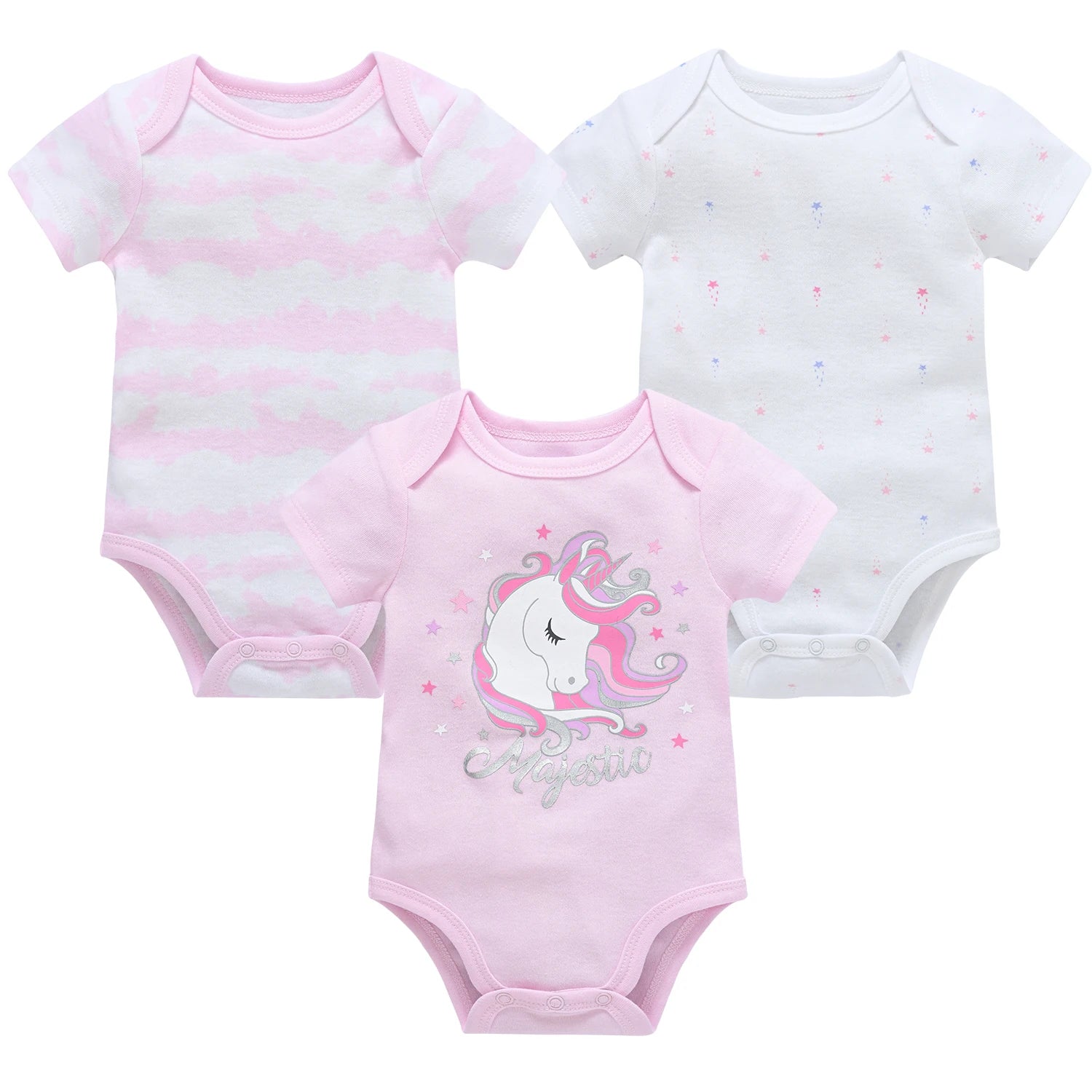 3PCS/Lot Newborn Baby Cartoon Printed Summer Romper