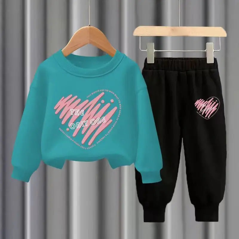 Heart Print 2 Pcs Warm Tracksuits for Kids childrensterritory