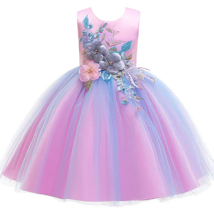 Girls Floral Design Tutu Elegant Party Dresses