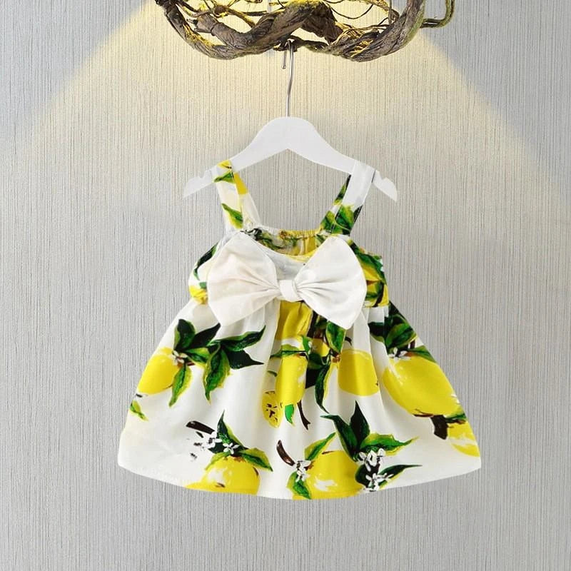 Infant Girls Beautiful Floral Bowknot Sleeveless Summer Dresses