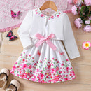 Kids Girls Floral Print Long Sleeve Coat Tank Dress childrensterritory