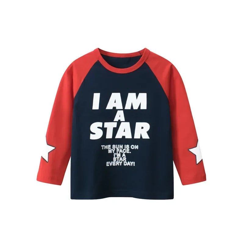 Rugby Letter Print Kids Boys Bottoming Cotton T-shirts