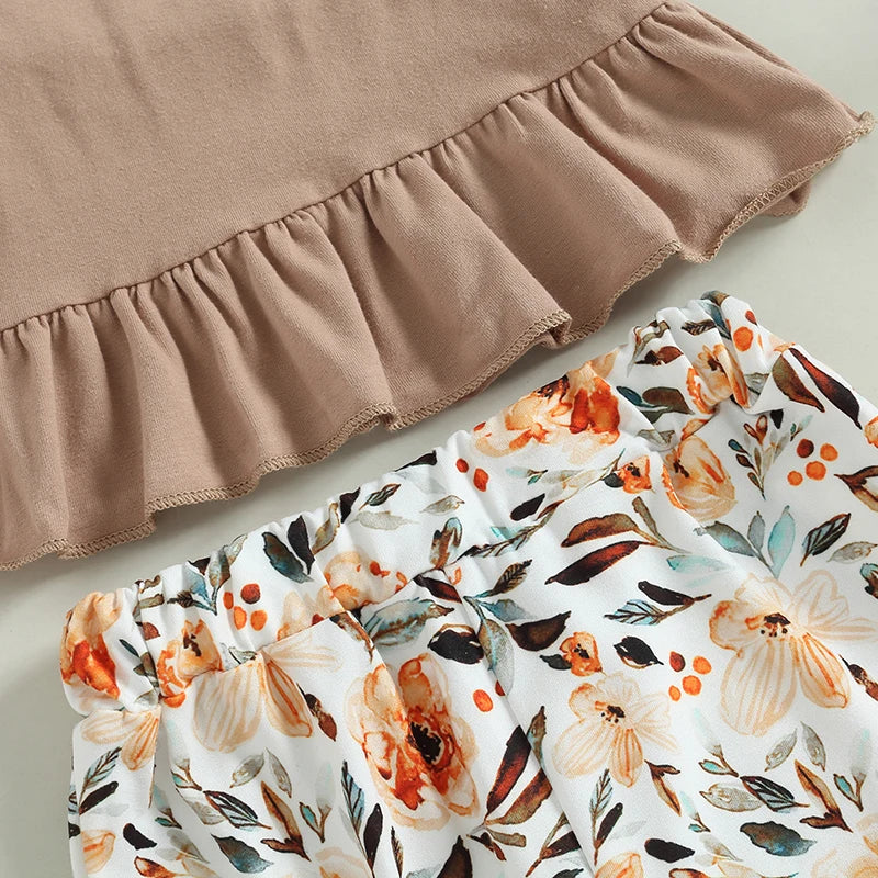 Toddler Girl Top with Printed Flare Pant Outfit