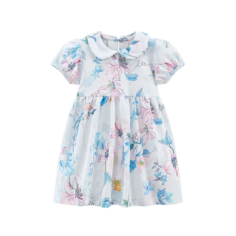 Summer Floral Print Cotton Dresses for Little Girls childrensterritory