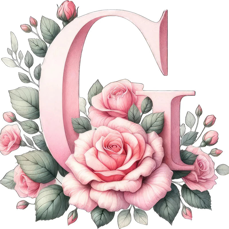 Self-Adhesive Pink Flower Letter Art Wall Decals