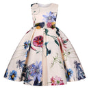 Girls' Sleeveless Flower Striped Design Party Dress childrensterritory