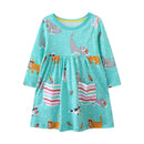 Animals Cartoon Embroidered Design Casual Dresses for Girls childrensterritory