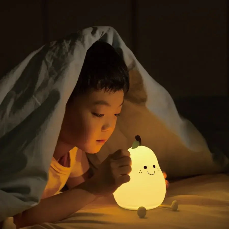 Rechargeable Pear Design 7 Colors Silicone Night Light childrensterritory