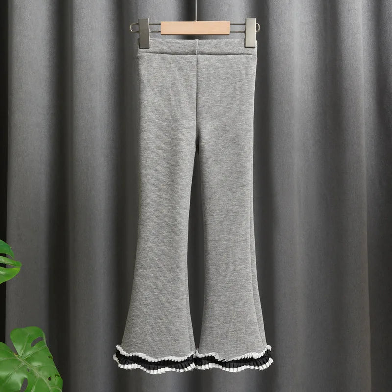 Thin Velvet Bell-bottom Design Kids Girls Winter Pants childrensterritory