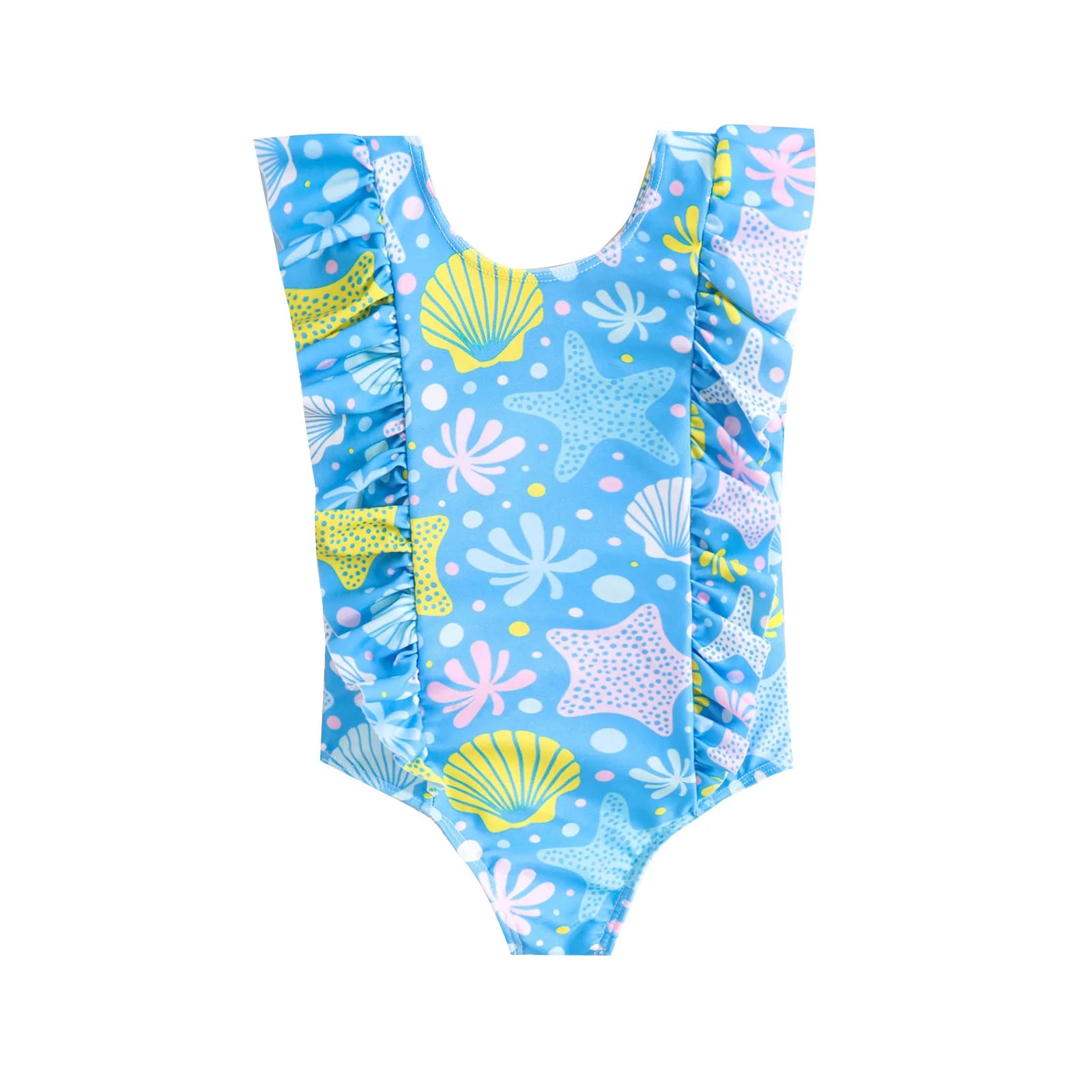 Shell and Doughnut Print Baby Girl Bodysuit Swimwear