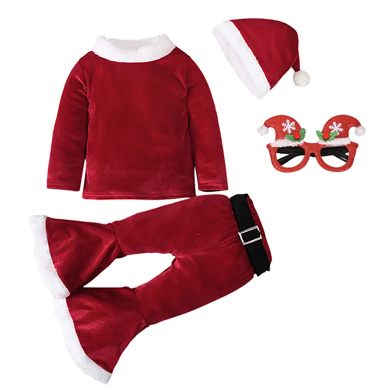 Girls' Long-Sleeved Christmas Party Dresses