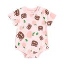 Baby Cartoon Print Short Sleeve Cotton Bodysuits childrensterritory
