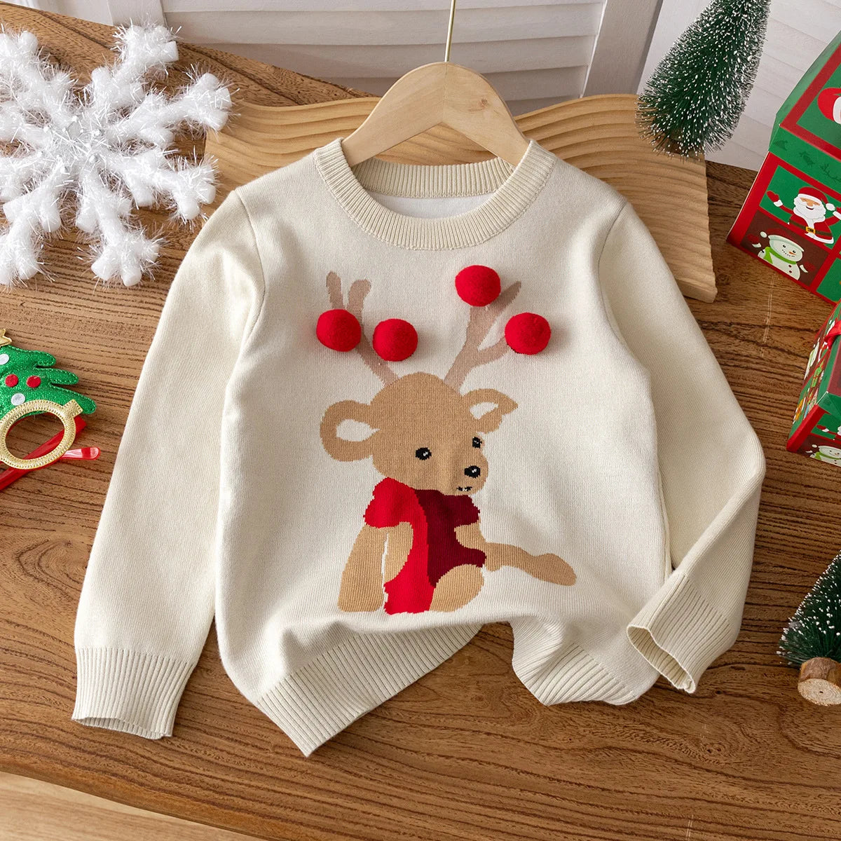 Kids Round Neck Christmas Design Warm Sweater childrensterritory