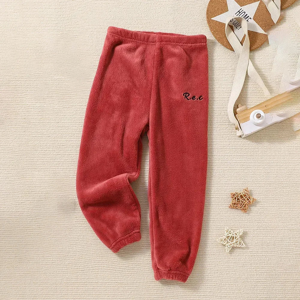 Kids Soft and Comfortable Fabric Solid Color Winter Pants