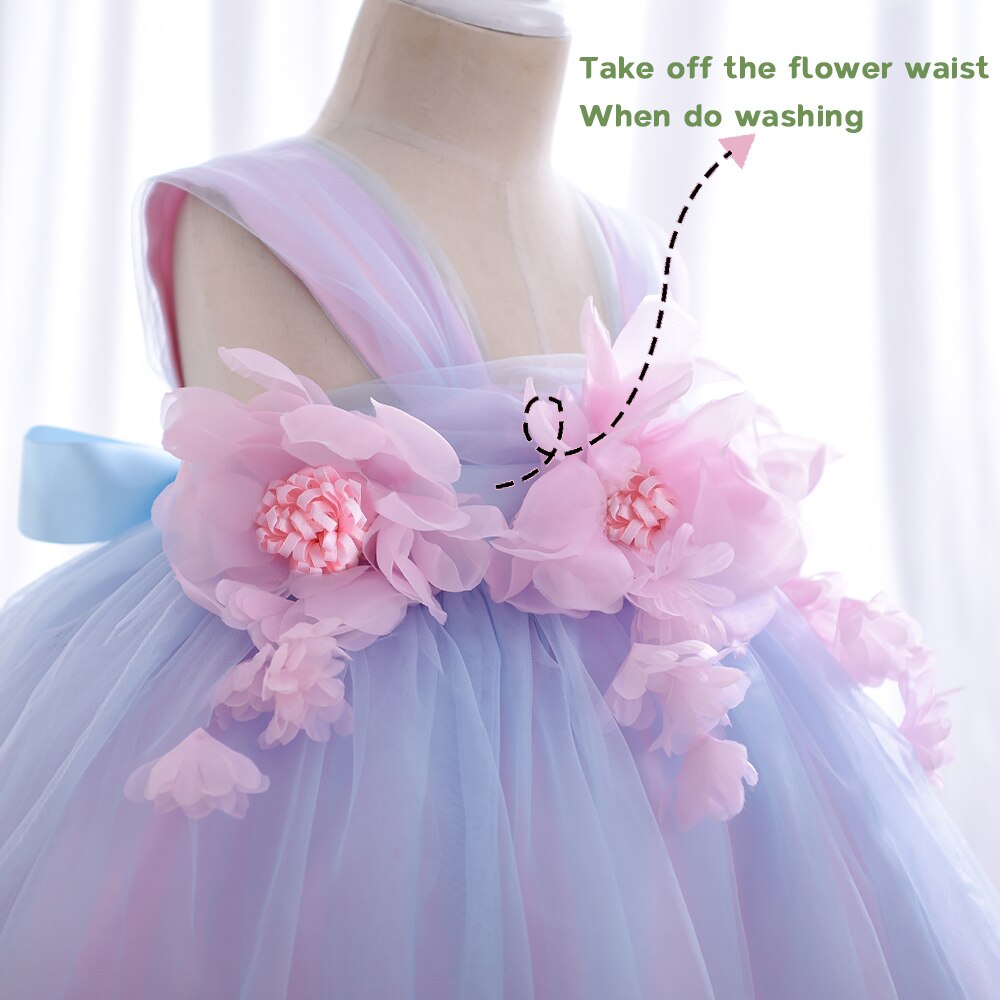 Toddler Girl Flower Decorated Tulle Wedding Party Dresses childrensterritory