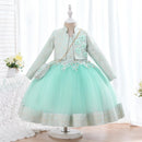 Kids Girls 3pcs/set Jacquard Pattern 3D Appliques Birthday Dresses