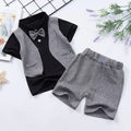 Boys' Casual  Bow Tie Design Summer Clothing Set