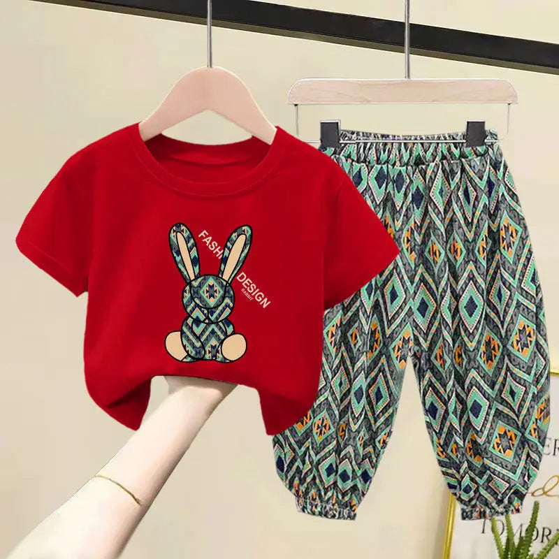 Kids Girls Korean Style Summer Two-piece Clothing Set