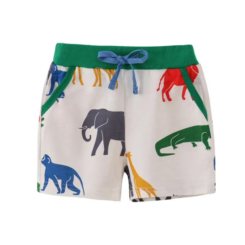 Kids Boys Jungle Theme Print Cotton Short Pants for Summer