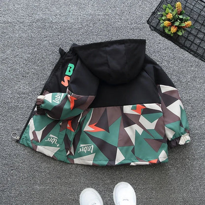 Kids Camouflage Printed Zipper Hooded Thin Jackets childrensterritory