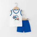 Kid Boy Girl Cartoon Design Sleeveless Cotton Vest and Pajamas Sets childrensterritory