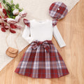 Kids' Girls Party Outfit: Flutter Trim Long Sleeve Top + Plaid Skirt childrensterritory