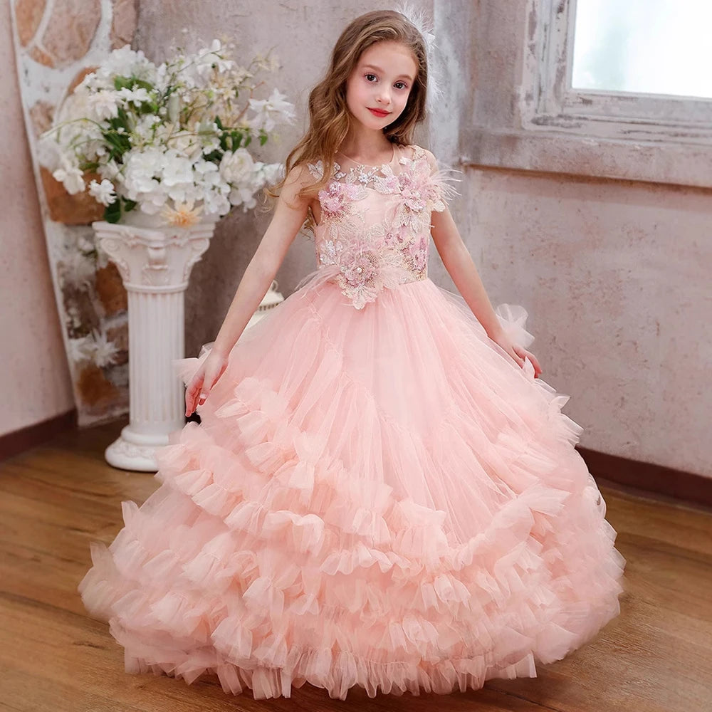 Tutu Pink Puffy Baby/Kids Girl Birthday, Baptism Dress