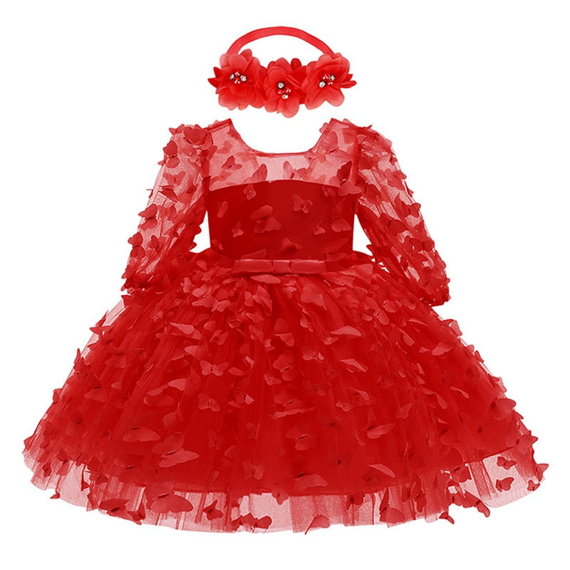 Butterfly Decorated Baby Girl Princess Birthday Dresses childrensterritory