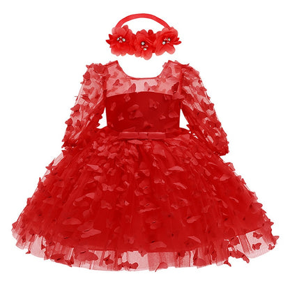 Butterfly Decorated Baby Girl Princess Birthday Dresses childrensterritory