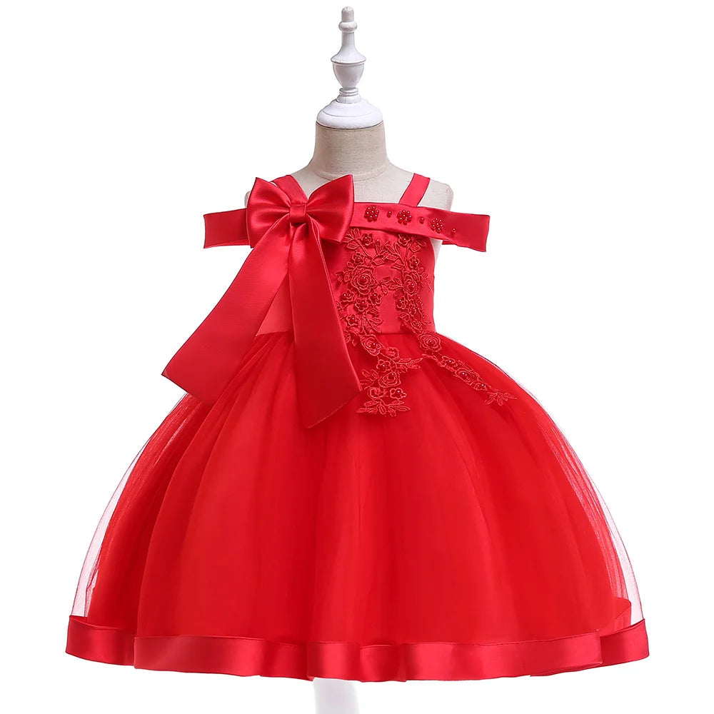 Girls' Sleeveless Bow Design Elegant Party Dresses