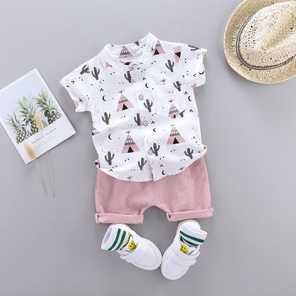 Baby Boy Pyramid Design Short-sleeved Shirt and Shorts Set childrensterritory