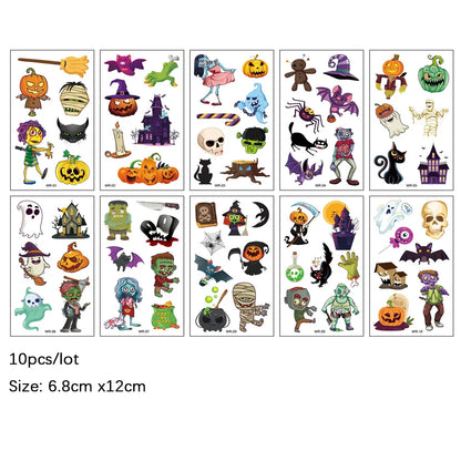 Cute Funny 10Pcs Luminous Halloween Tattoo Stickers childrensterritory