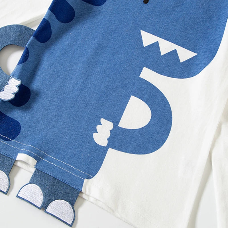 Little Boys Cartoon Dinosaur Design Long Sleeves Cotton T-shirt