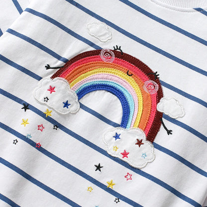 Little Girls Rainbow Striped Sweatshirts with Legging Sets childrensterritory
