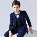 Kids Boys Top Quality Plaid Wedding Suit Formal Tuxedo