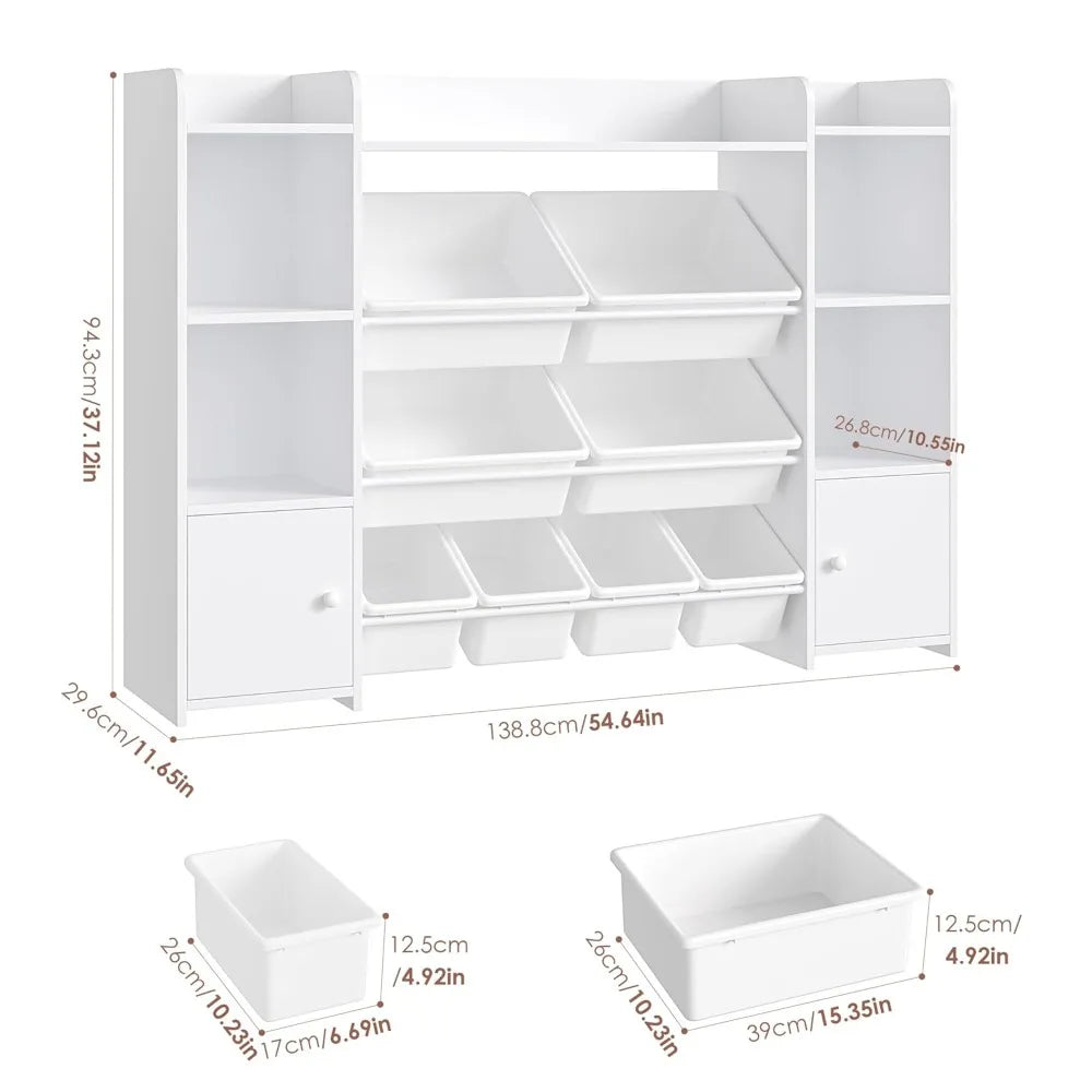 4-Tier Kids Toy Storage Organizer W/8 Removable Bins