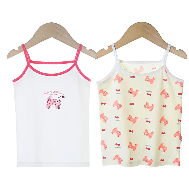 Young Girls Cartoon Design Soft Cotton Camisoles childrensterritory