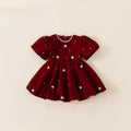 LIttle Girls' Pearl Design Thick Warm Fleece Party Dresses childrensterritory