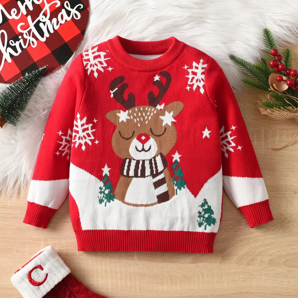 Kids’ Christmas Design Long-Sleeved Winter Sweater