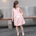Kids Girls Sleeveless Kitty Design Summer Party Dresses