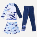Long Sleeve Printed Sun Protection Kids 3 Piece Swimsuit
